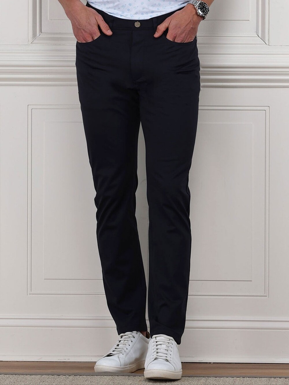 Men's Navy Chinos - Slim Fit Casual Pants